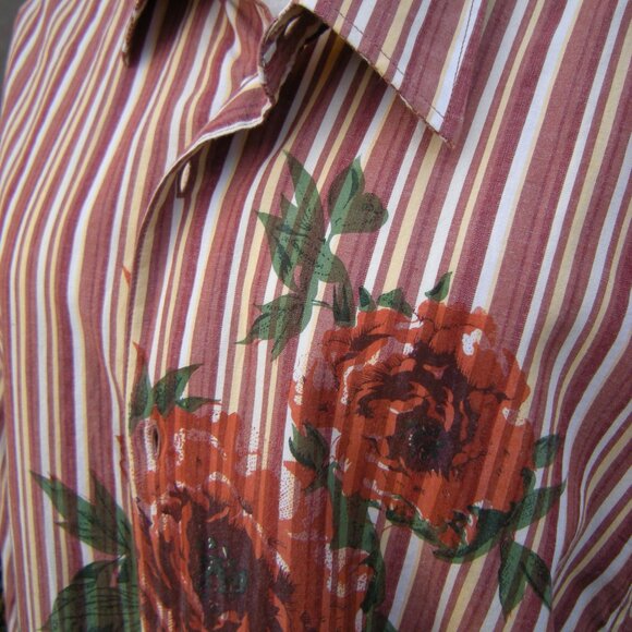CUBAVERA XL STRIPED AND FLORAL 100% COTTON SHIRT - Picture 5 of 6
